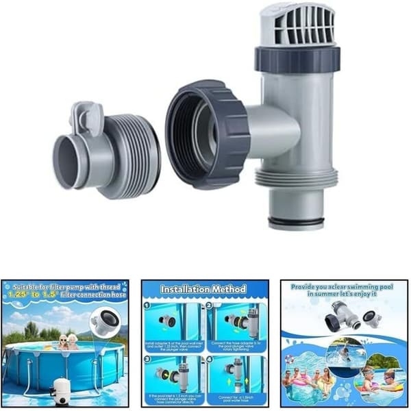 Sæt med 2 udskiftningsslangeadaptere til pooltankventil, poolfilteradapter med stempelventil (C)