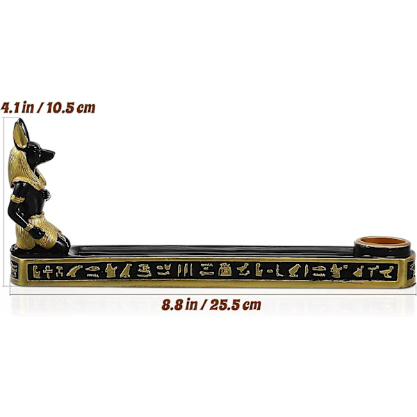 Røgelsesholder, Stick Ægyptisk Gud Anubis Statue Censer Plade, Harpiks Holder Hjem Kontor Dekoration til Sticks, Kegler, 26x11cm
