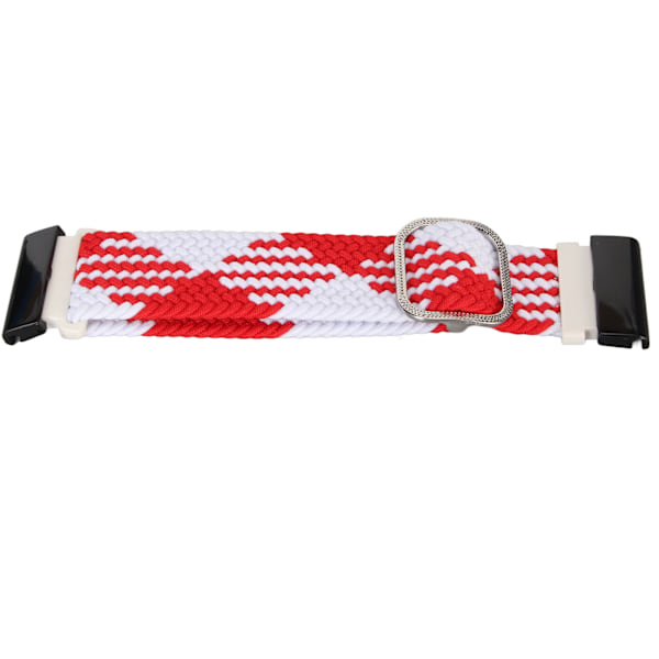 Nylon klokke erstatningsreim Elastisk Pustende Veve Justerbar 26mm Spenne Klokkebånd for Vertix 2 Rød Hvit[C]