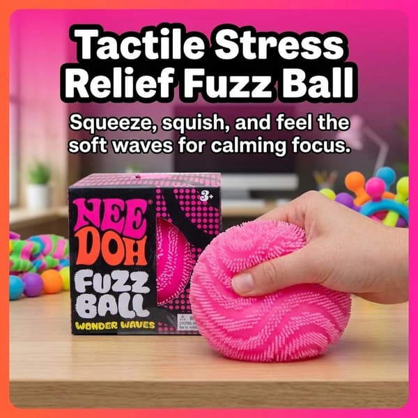 Fuzzy Fidget Leksaker för Barn Stresslindring Ångestboll 6-pack Pink