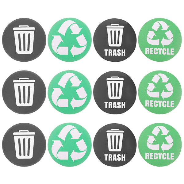 12 st Recyclingsstickers för soptunnor Självhäftande sopsorteringsetiketter