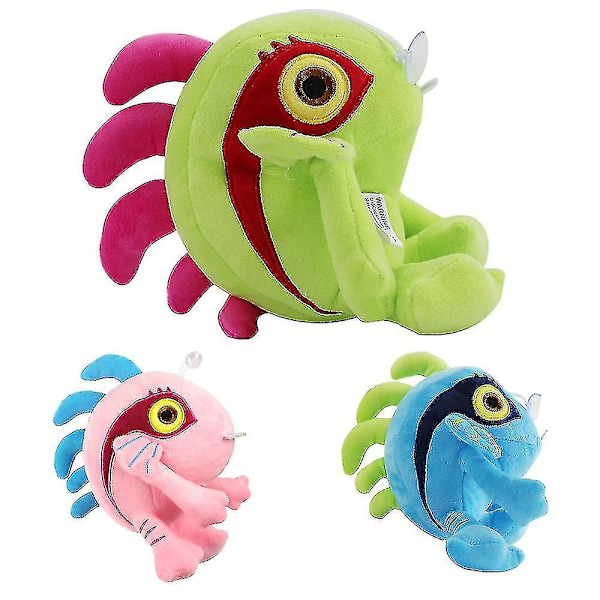 23cm 3 farver Anime Kawaii Murloc Sød Tegneserie Dyrefisk Grøn Blå Pink Plys Peluche Blød Fyldt Legetøj Med Chuck Børnegave