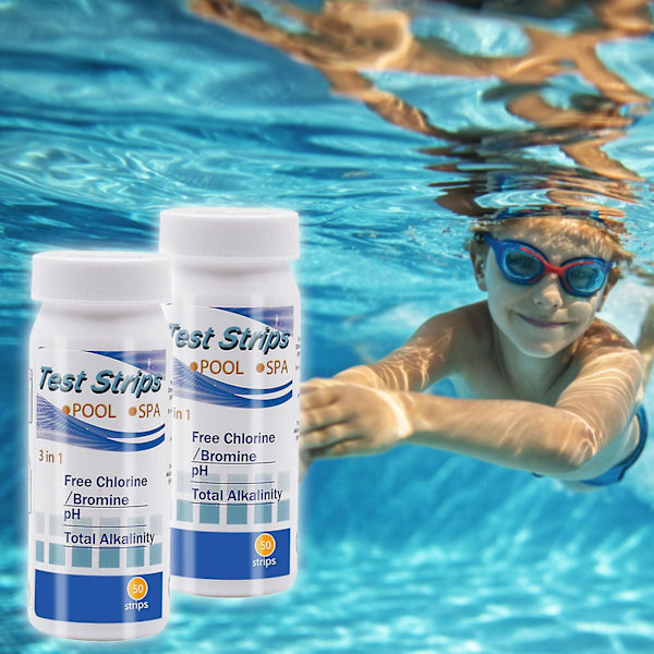 in1 Testremsor för Pool Klor pH-värde Alkalinitet Vattenanalysator Pooltester Brom