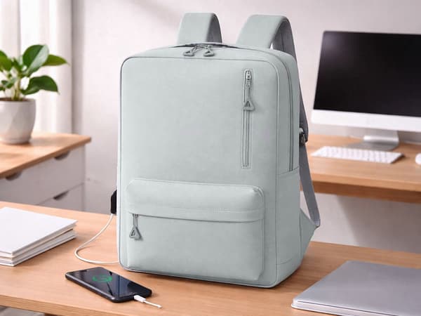 Grå polyester rygsæk med USB-port og laptoprum, 18-20L[C] grå gray