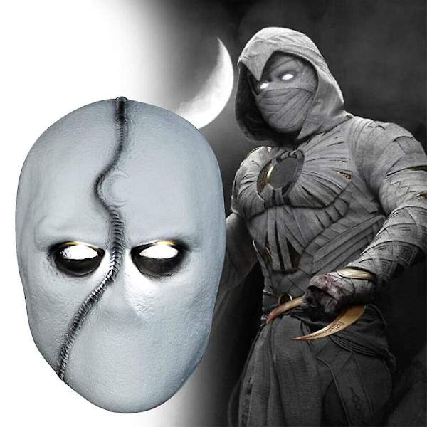 Moon Knight Marc Specto LED-mask Cosplay Latexhjälm Fest Halloween Bar Tillbehör