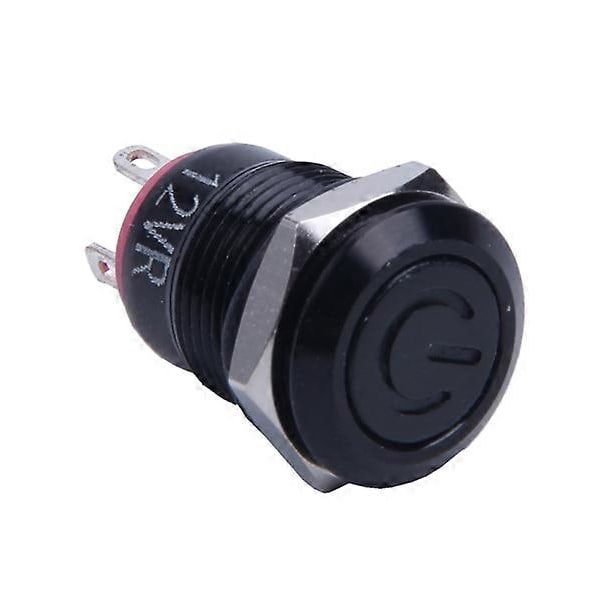 12V 2A 9,5mm LED Metallkåpa Ström Momentan Tryckknapp Bil DIY Modifierad (C)