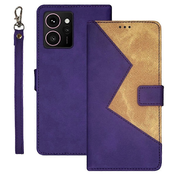 IDEWEI For HMD Skyline Etui med kortspor, fargesammenføyning i skinn - Grønn Multicolor Purple