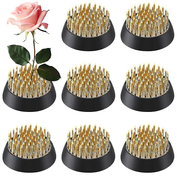 8 st Blomma Grodor Runda Mässing Blomhållare Japansk Ikebana Vas Blomgrodor Blomsterarrangör (1.