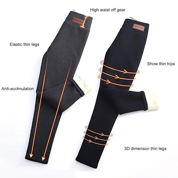 Vinterbyxor Dam Sammetsfleecefodrade Leggings Smal Hög Midja Skinny Tights Termiska Varma Leggings 2023 Vinterkläder Svart[HK] M Peel black