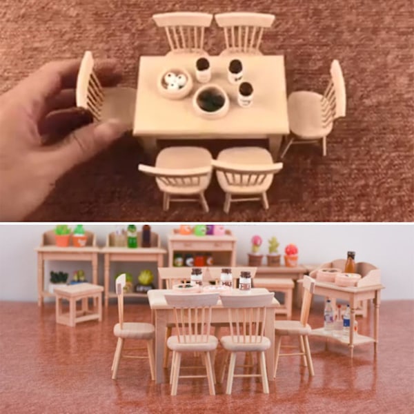 8x1/12 Dockskåp Miniatyrer Möbler Trä Omålad Mini Stol Modell Dekor (C)