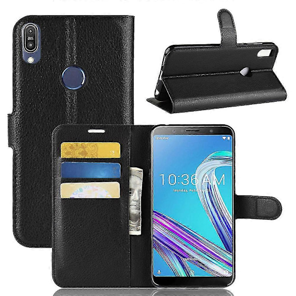 Litsi-nahkalompakkokotelo jalustalla Asus Zenfone Max Pro (M1) ZB601KL (C)