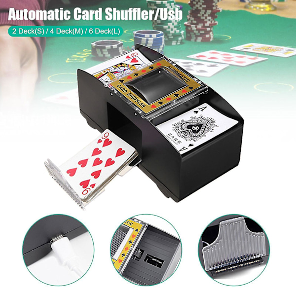 Automatisk Kortblandare 6 Däck Elektrisk, Spelkortblandare Batteridriven För Pokerkortspel