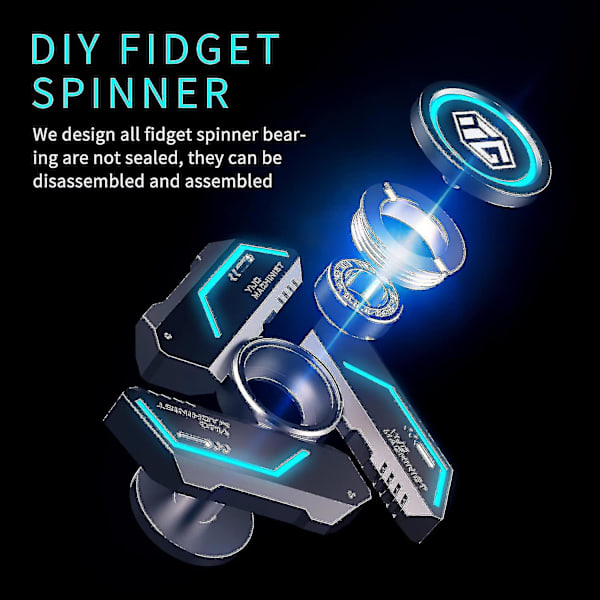Wabjtam Fidget Spinners, Metall Finger Spinners Leke med Lysende Lys, Aurora Grå