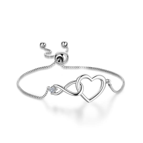 Sterling Sølv Justerbar Ring Infinity Damearmbånd 925[C]