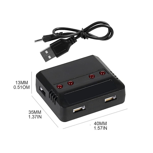 3.7v 500mah Lipo-batteri og 4-i-1 USB-lader for Wltoys Wl Tech V911s RC-helikopter Reservedeler Tilbehør