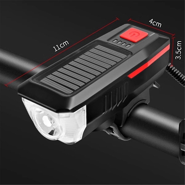 Cykellys USB Genopladeligt Forlygte med Horn LED Mountainbike Lys Klokke Advarselslys