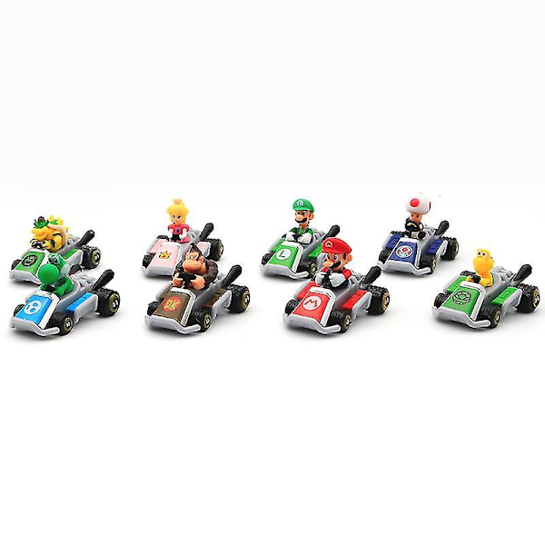 Super Mario Dukkescooter 8 Mario Dukke Kart Racing Bil Lekebil Modell Dekorasjoner