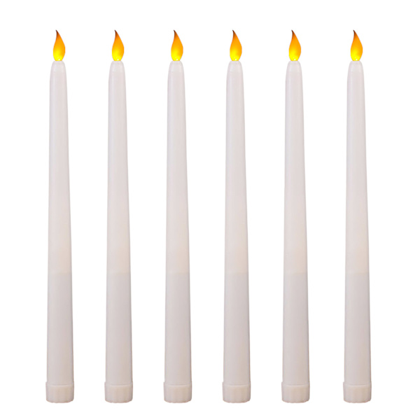 Elektrisk konisk ljus Lång stav Gul Flimmer LED Ljus Dekoration för födelsedag Halloween Jul Bröllop[C]