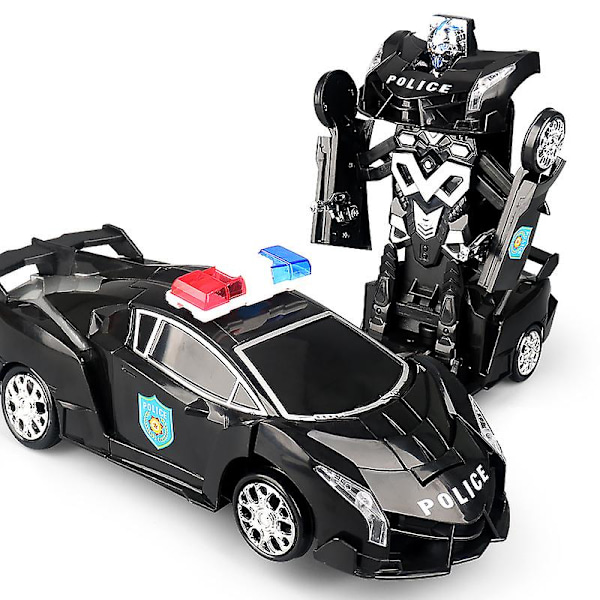 Elektrisk Transformer Polisbil Färgglada Ljus Musik Transformer Leksak