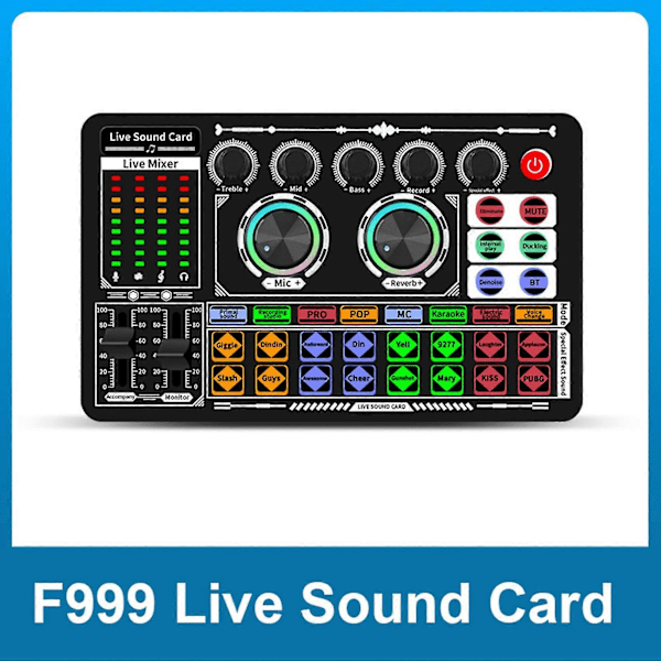 F999 Lydkort Audio Mixer Live Lydkort Stemmeomformer Mixer Console Forstærker Lydkort Telefon