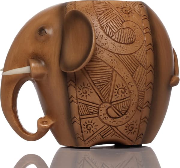 Elefant-tema pennholder med harpiksmateriale for kontor- og skolebruk