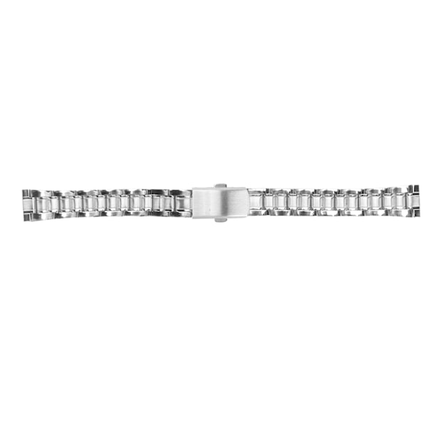 Metallurband Snabbspänne Dubbelknapp Rostfritt Stål Armbandsur för Män Kvinnor Silver 16mm/0.63in[C]