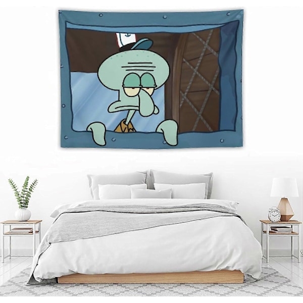 Sjov Squidward Se på Dig Vægtæppe til Kollegieværelse, Soveværelse og Stue Hjemmedekoration, Blæksprutte Tegneserie Vægtæpper Hængende til Gaver 30\"x40\"