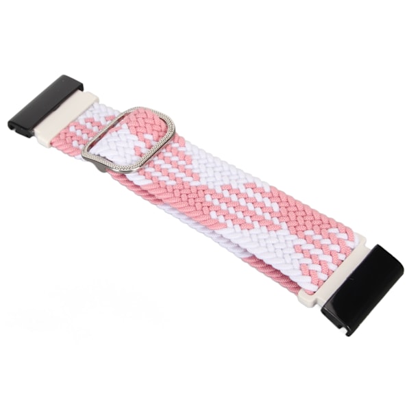 Nylon klokke erstatningsreim Elastisk Pustende Veving Justerbar 26mm Spenne Klokkebånd for Vertix 2 Rosa Hvit[C]
