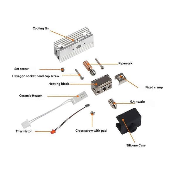 3D Printer Dele Sprite Ekstruder Hotend Kit til -3 S1/-3 S1 Pro/-3 S1 Plus/-10 Smart Pro