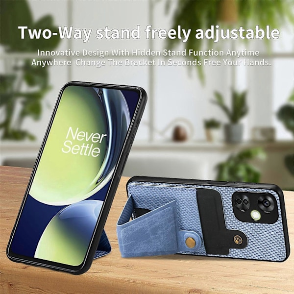 Carbonfiber-tegnebogs-telefonetui til OnePlus Nord CE 3 Lite Blue