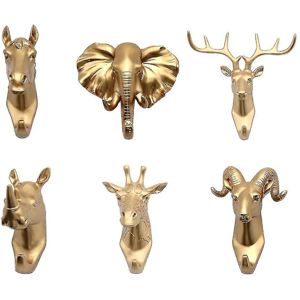 Clothes Hook 6pcs Animal Wall Hook Towel Hook Hook Towel Rack Universal Hook Gold