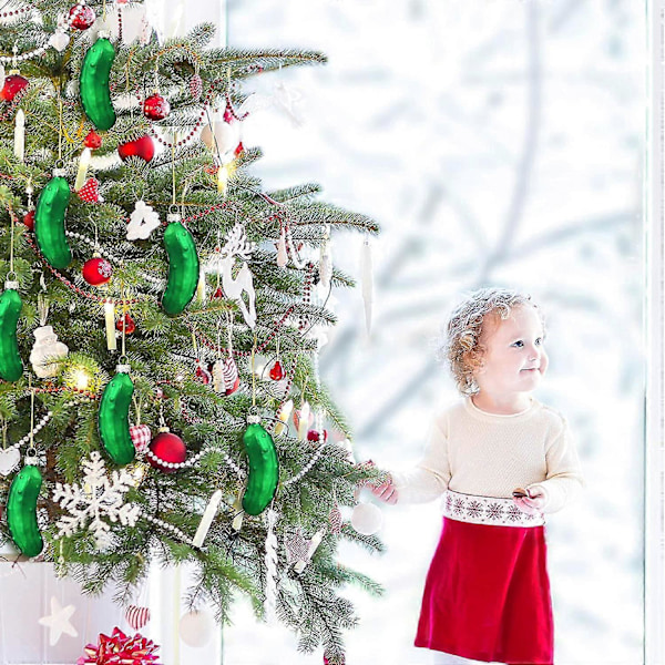6 stycken julgurka-prydnader Söta gurkor i blåst glas Julpynt för julgranen