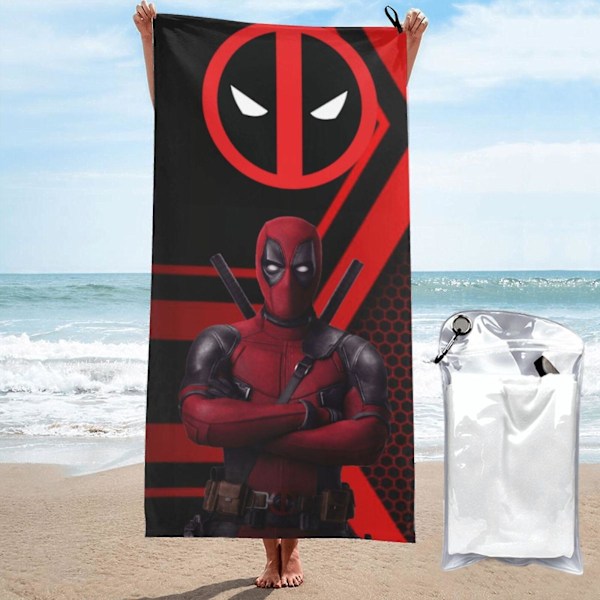 Deadpool Mikrofiber Strandhandduk - Absorberande, Snabbtorkande, Lätt, Sandfri, Stor, Tillbehör för Resor, Simning, Pool, Yoga, Kryssning, Camping