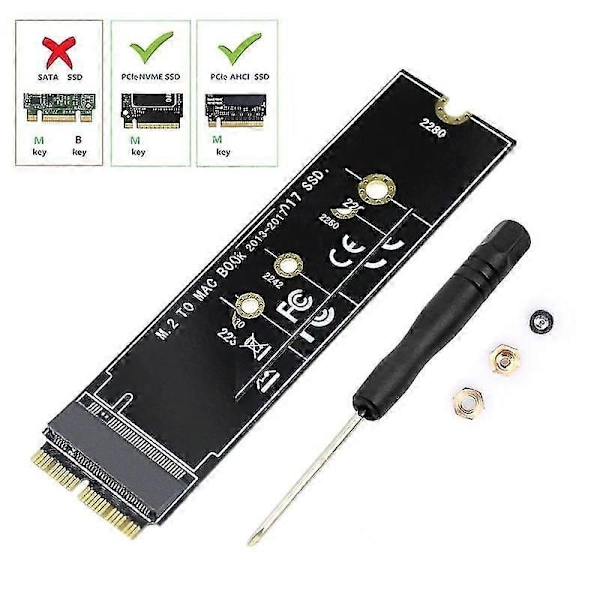 M.2 NVME SSD Konverter Adapterkort for MacBook Air Pro Retina 2013-2017 NVME/AHCI SSD Oppgraderingssett For A1465 A1466 A1398 A1502
