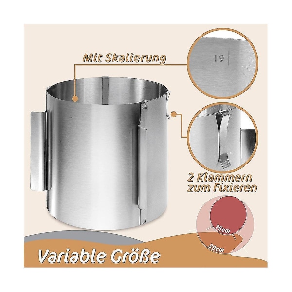 Justerbar Bakform i Rostfritt Stål - 20 cm Hög Bakform för Enkel Bakning[C] silver