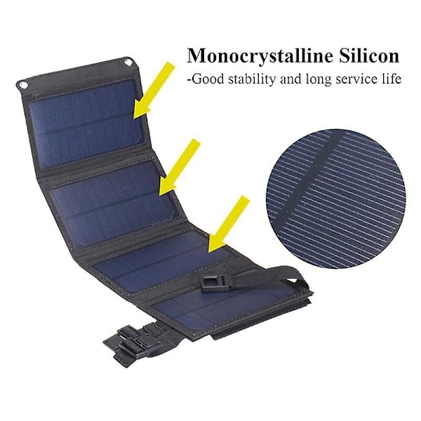 Vikbar Solcellsladdare för Telefonbatteri, Utomhus, Resa, Vandring, Camping, USB 5V, Nödladdare, Bärbar Powerbank 1[C] Mini 1.5W-Not Fold