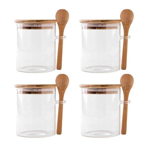 Pack Overnight Oats Glass Containers with Lids and Spoons, Glass Jars with Spoons and Lids for Loose Tea