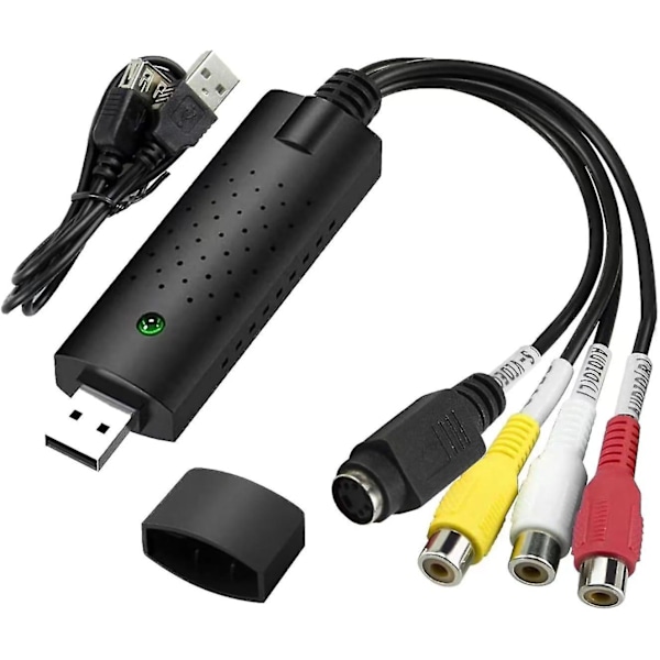 VHS till Digital Konverterare, Videoupptagningskort USB 2.0 Ljud Video Upptagningskort Enhet Gammal VHS Mini DV Hi8 DVD VCR till Digital Konverterare för Mac, PC Stöd