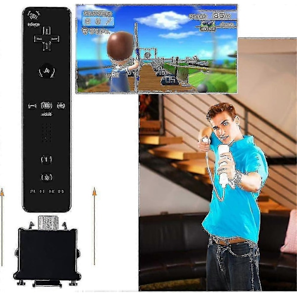 2 Motion Plus Adapter Sensor för Wii Fjärrkontroll, Motion Plus Adaptor Accelerator Ersättning för Wii Motion Plus Adapter Black