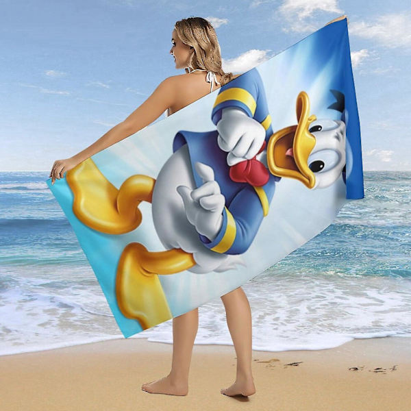 i22 Donald Duck Överstor Handduk i Dubbelsidig Fleece, Stor Poolhandduk, Sandsäker, Snabbtorkande, Kompakt, Mjuk, Absorberande cvv22