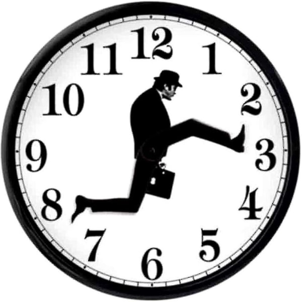 Working Creative Wall Clocks Silent Non Ticking, Ministry Of Silly Walks Clock Battery Operated Round Creative Clock Artwork For Bedroom Living Room C