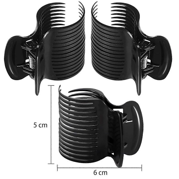 Varme Rulle Clips Hårkrølle Klips Erstatnings Rulle Clips til Kvinder Piger Hårsektion Styling (12 Stykker, Sort) Sort - (C)