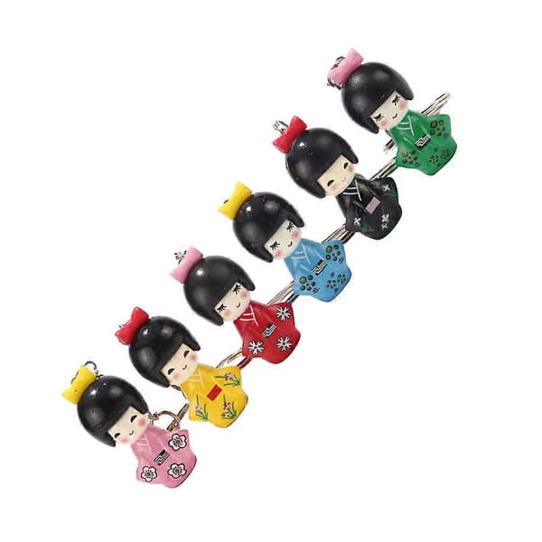 Tecknad Kimono Docka Nyckelring 6-pack Hängen