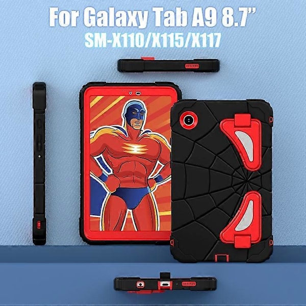Skyddande tablettfodral i silikon + PC för Samsung Galaxy Tab A9, stötsäkert Black Red