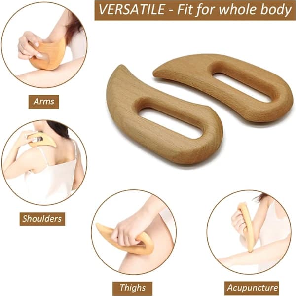 Träverktyg för lymfdränagemassage, handhållen Gua Sha-skrapa