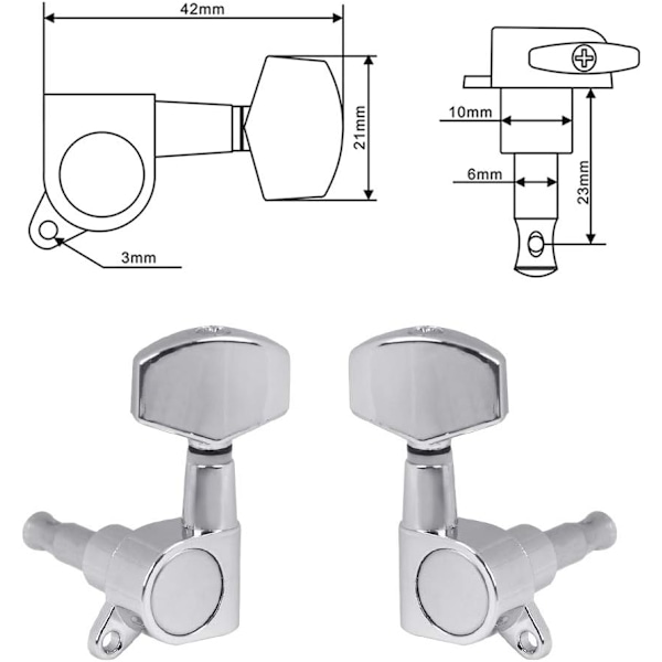 Gitarrstämskruvar Gitarrsträngstämskruvar Stämskruvar för el- eller akustisk gitarr (3 vänster + 3 höger)[C]