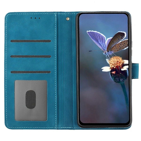 Lommebokveske i lær med blomstertrykk for Samsung Galaxy A21s, sammenleggbar stativ, telefondeksel Multicolor Style B