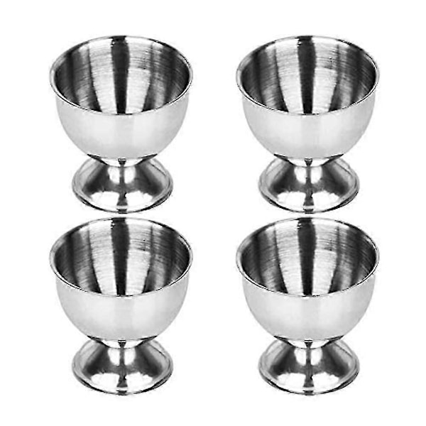 4 stk. fjærtrådbrett i rustfritt stål, eggeholder for kokte egg, oppbevaringsholder, metall eggkopp, spiral Spr (C)