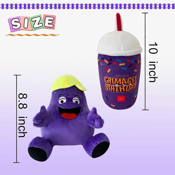 Grimace-pehmoinen, Grimace Shake -keltainen hattu pehmolelu, täytetty eläinlelu pelihahmo lelu faneille anime Upea lahja pojille ja tytöille (Shake)