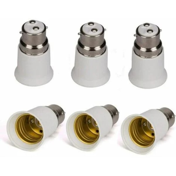 Set med 6 B22 till E27 Lamphållare - LED-lampadaptrar (C)